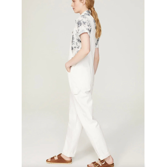 Madewell White Denim Overalls XS Tapered Carpenter Preppy Classic Oversized $158 - Picture 2 of 9